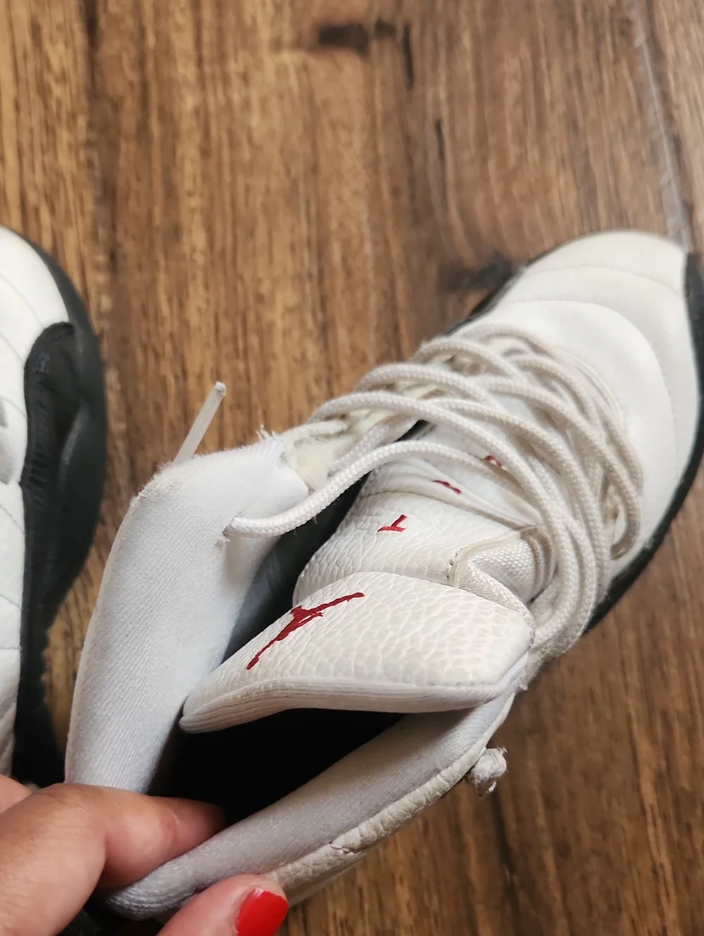 Jordan Kids White, Black & Red Retro Basketball Sneakers
